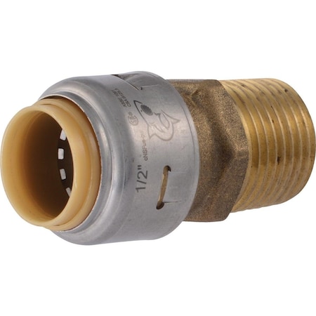 Sharkbite 1/2 In. x 1/2 In. MNPT Straight Brass Push-to-Connect Male Adapter UR120A
